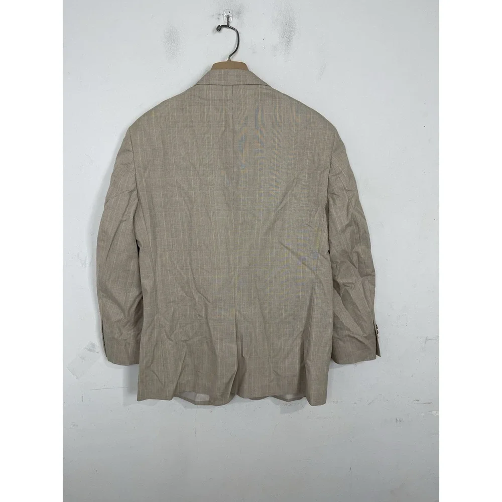Jos A Bank Men Suit 42 Beige Plaid‎ Wedding Wool Blend Blazer 2 pc Pants 34x28